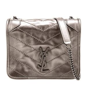 SAINT LAURENT MINI Niki Quilted Metallic Leather Shoulder Bag